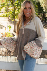 Floral Half Button Long Sleeve T-Shirt OutfitFlow